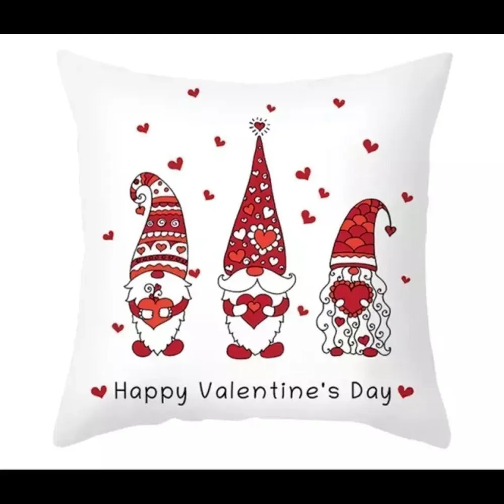 VALENTINE GNOME, HEART PILLOW‎ COVERS, Set of 2